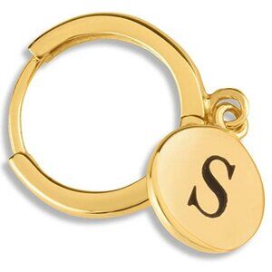 Sterling Silver Women’s Disc Huggie Earring with Engraved Initial S